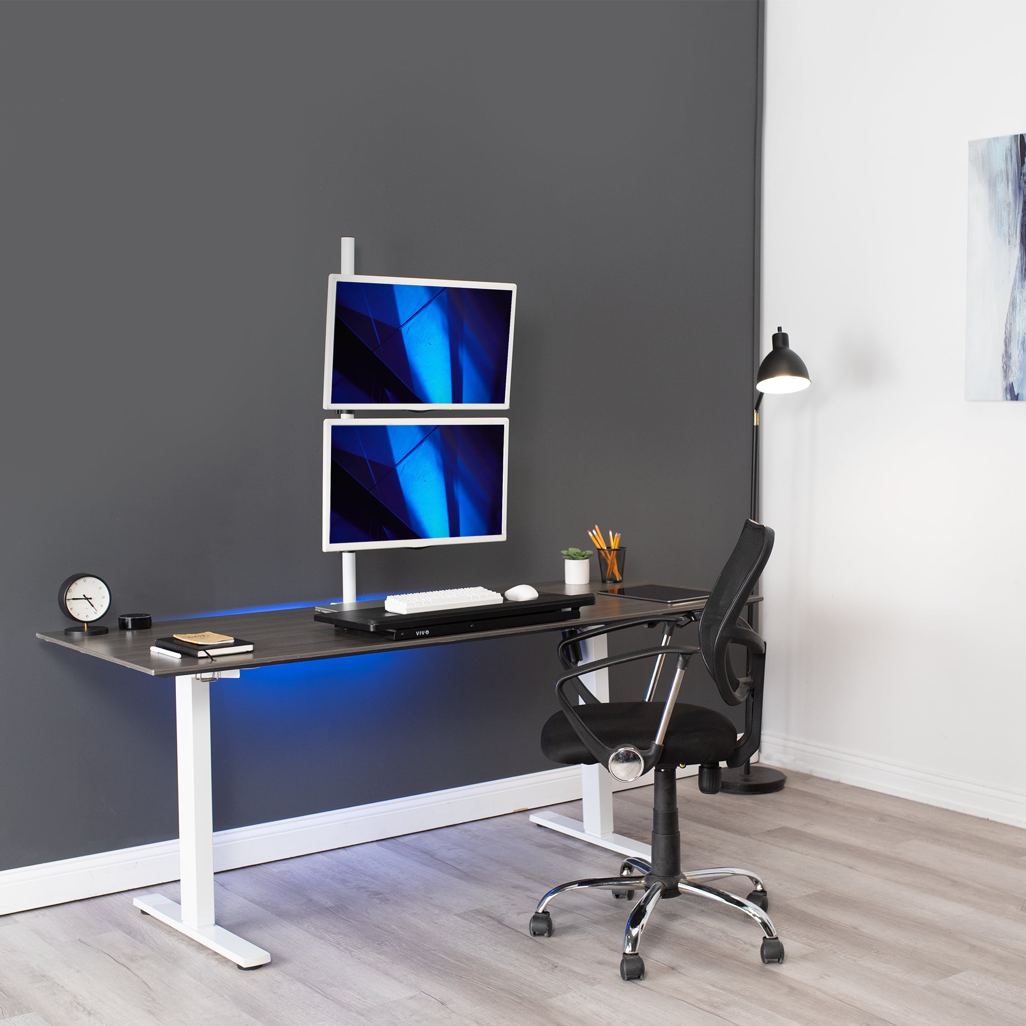 Dual Vertical Monitor Extra Tall Desk Mount