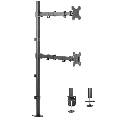 Dual Vertical Monitor Extra Tall Desk Mount