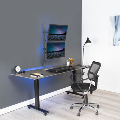 Dual Vertical Monitor Extra Tall Desk Mount