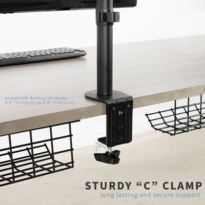 Single Monitor Desk Mount with sturdy c-clamp