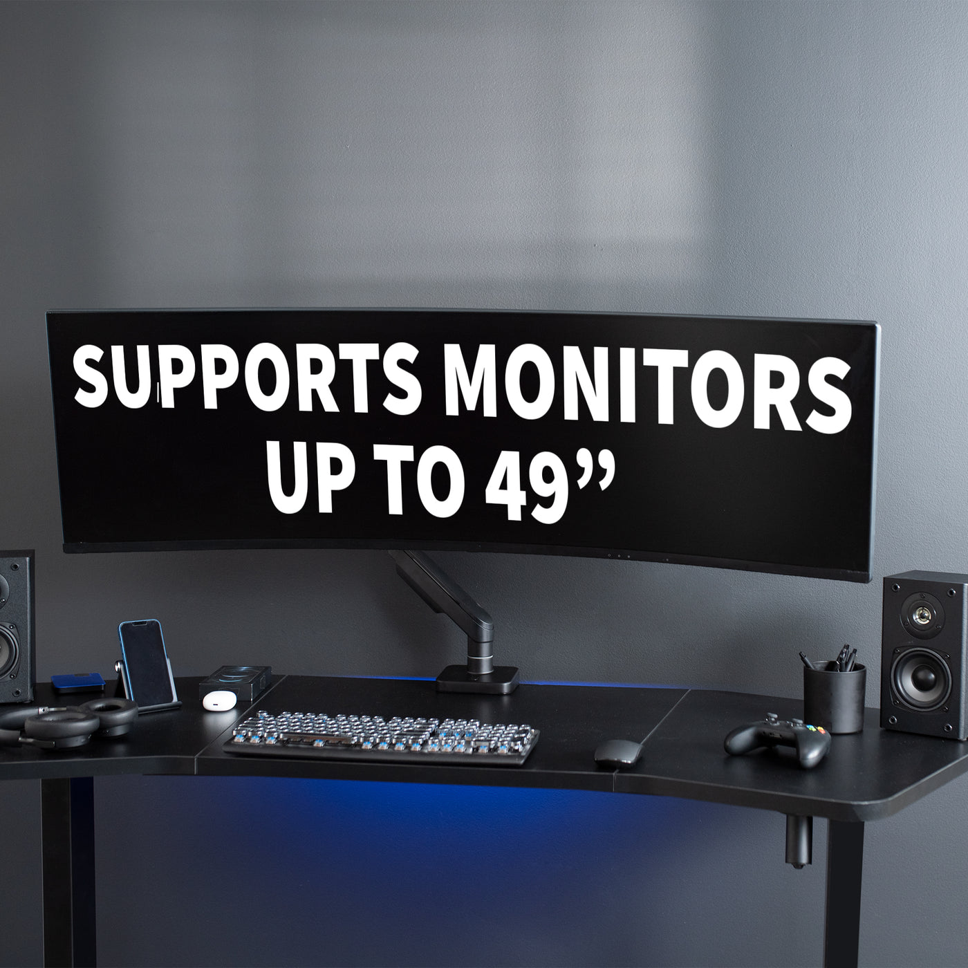  The ultimate ultra-wide mount for gamers and content creators alike, this premium stand perfectly counterbalances the weight of your 17” to 49” monitor (up to 44 lbs) for optimal ergonomic positioning. 