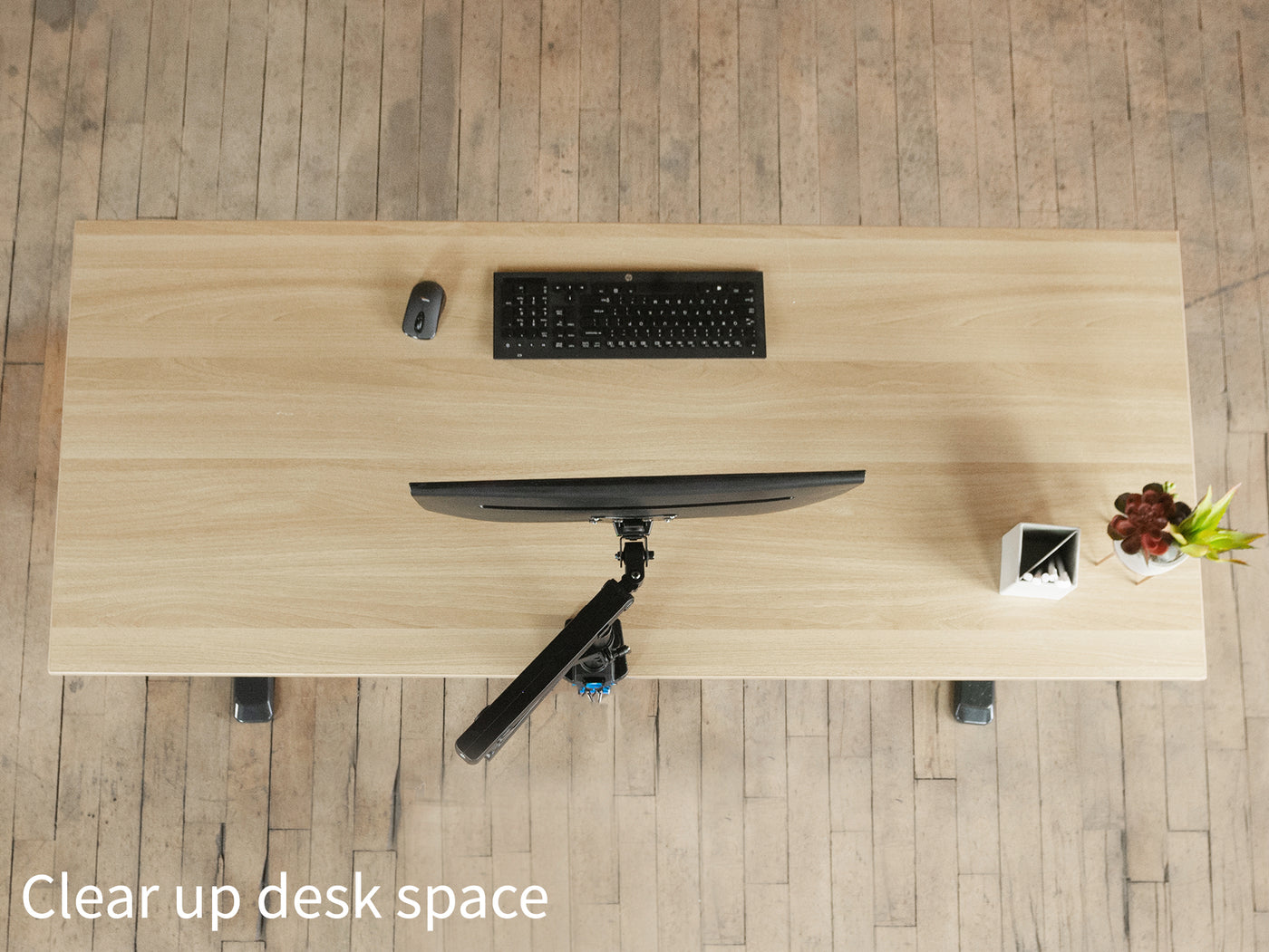 Space Saving Pneumatic Arm Single Monitor Desk Mount with USB