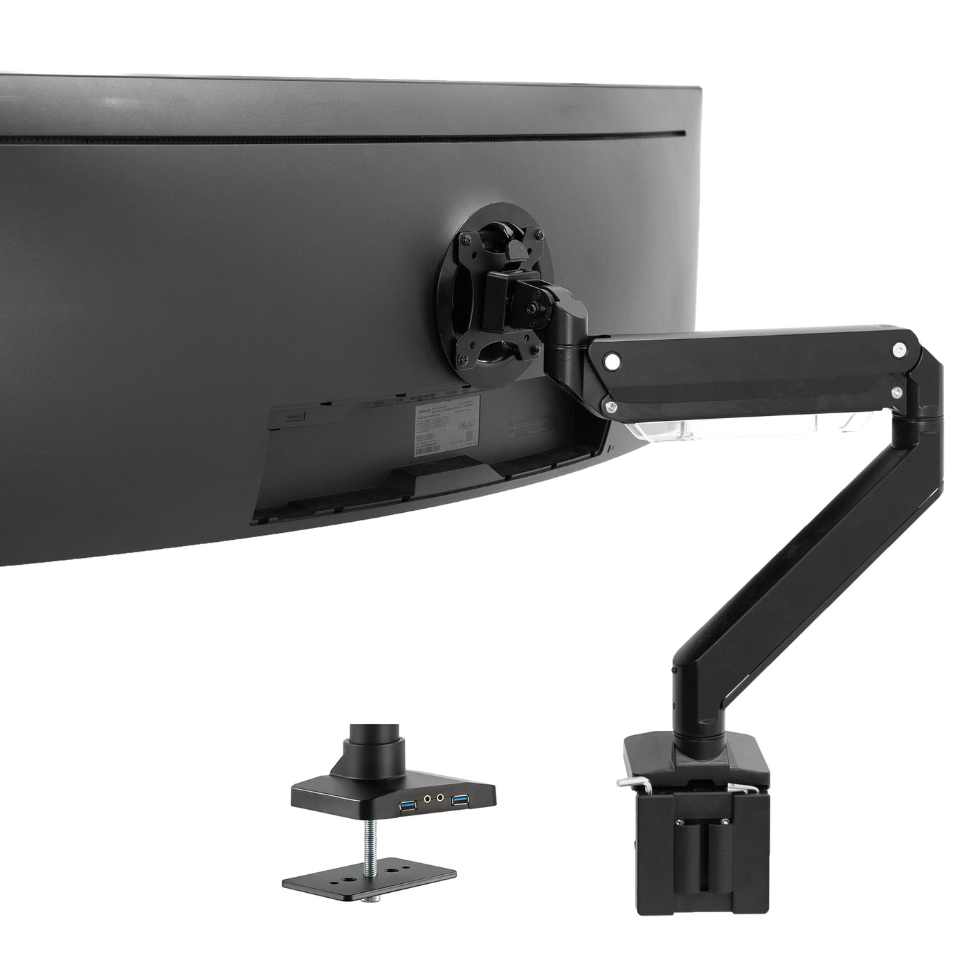 VIVO Premium Aluminum Heavy Duty Monitor Arm with 3.0 USB Ports