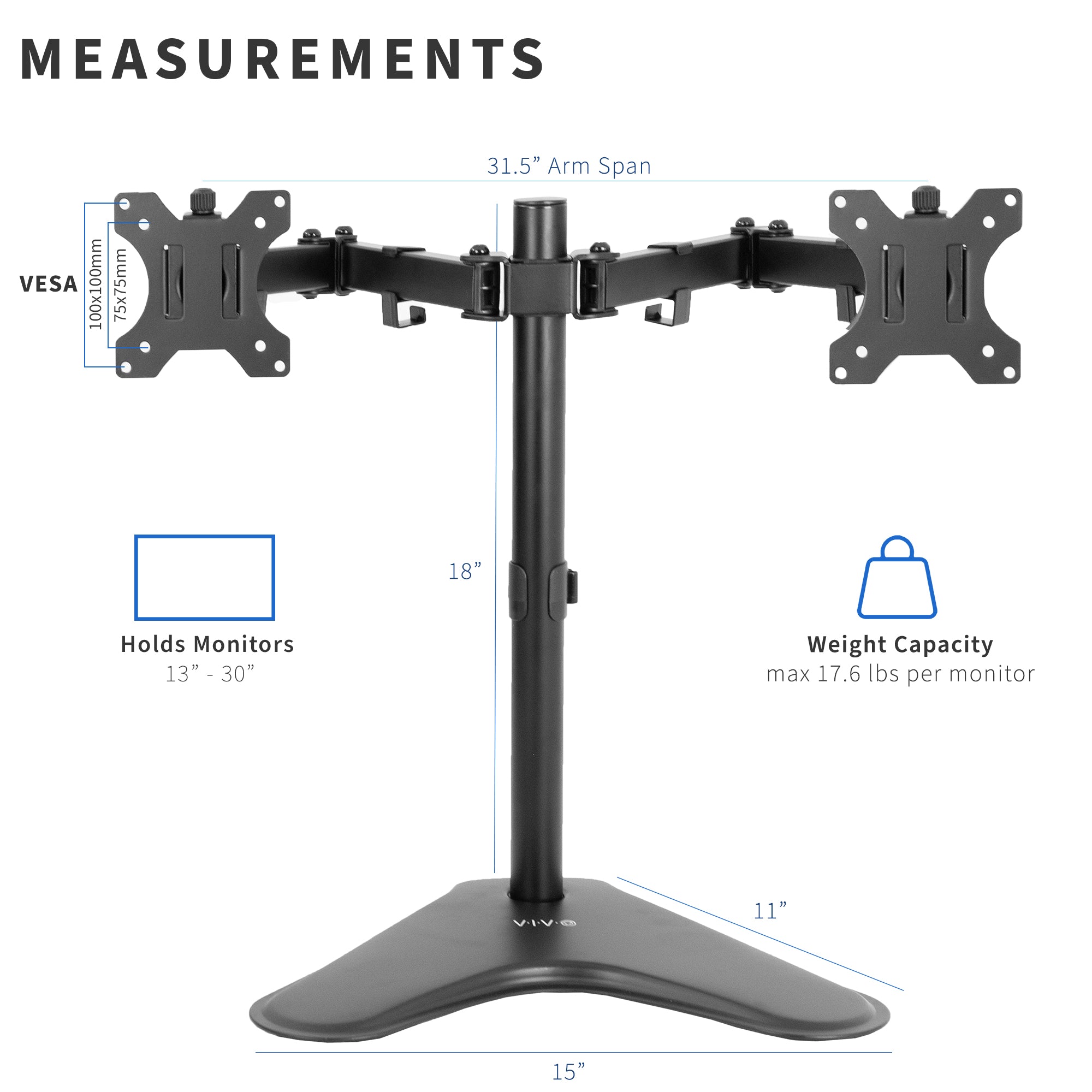 Sturdy adjustable dual monitor ergonomic desk mount for office workstation.