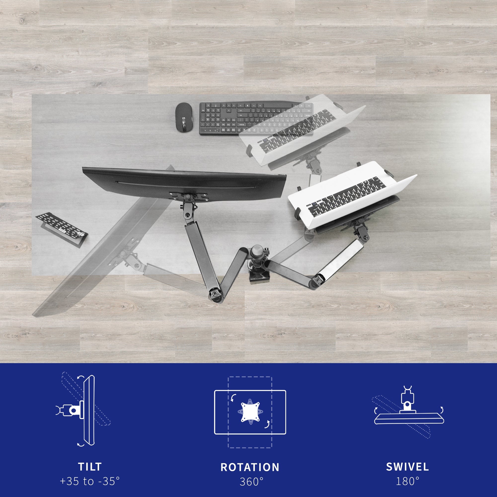 Pneumatic Arm Single Monitor and Laptop Desk Mount