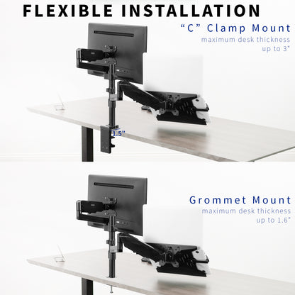 Pneumatic Arm Single Monitor and Laptop Desk Mount