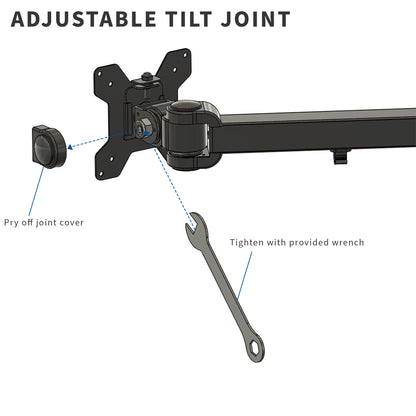 Sturdy height adjustable triple monitor desk mount.