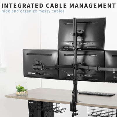 Quad Monitor Desk Mount integrated cable management