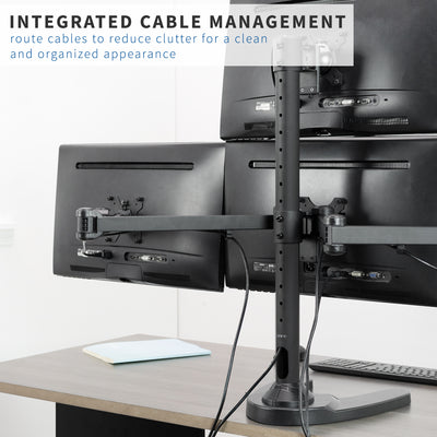 Quad Monitor Desk Stand integrated cable management