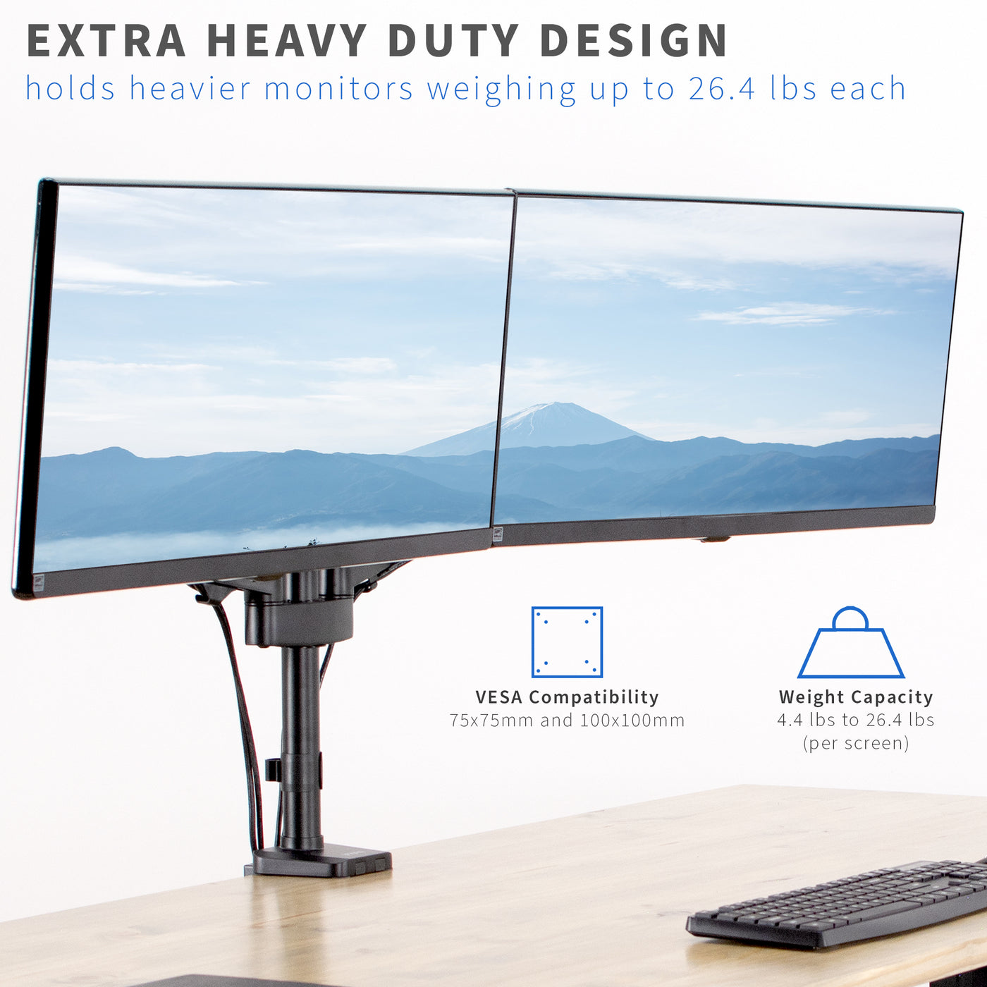Heavy Duty VESA Compatible Pneumatic Arm Dual Monitor Desk Mount