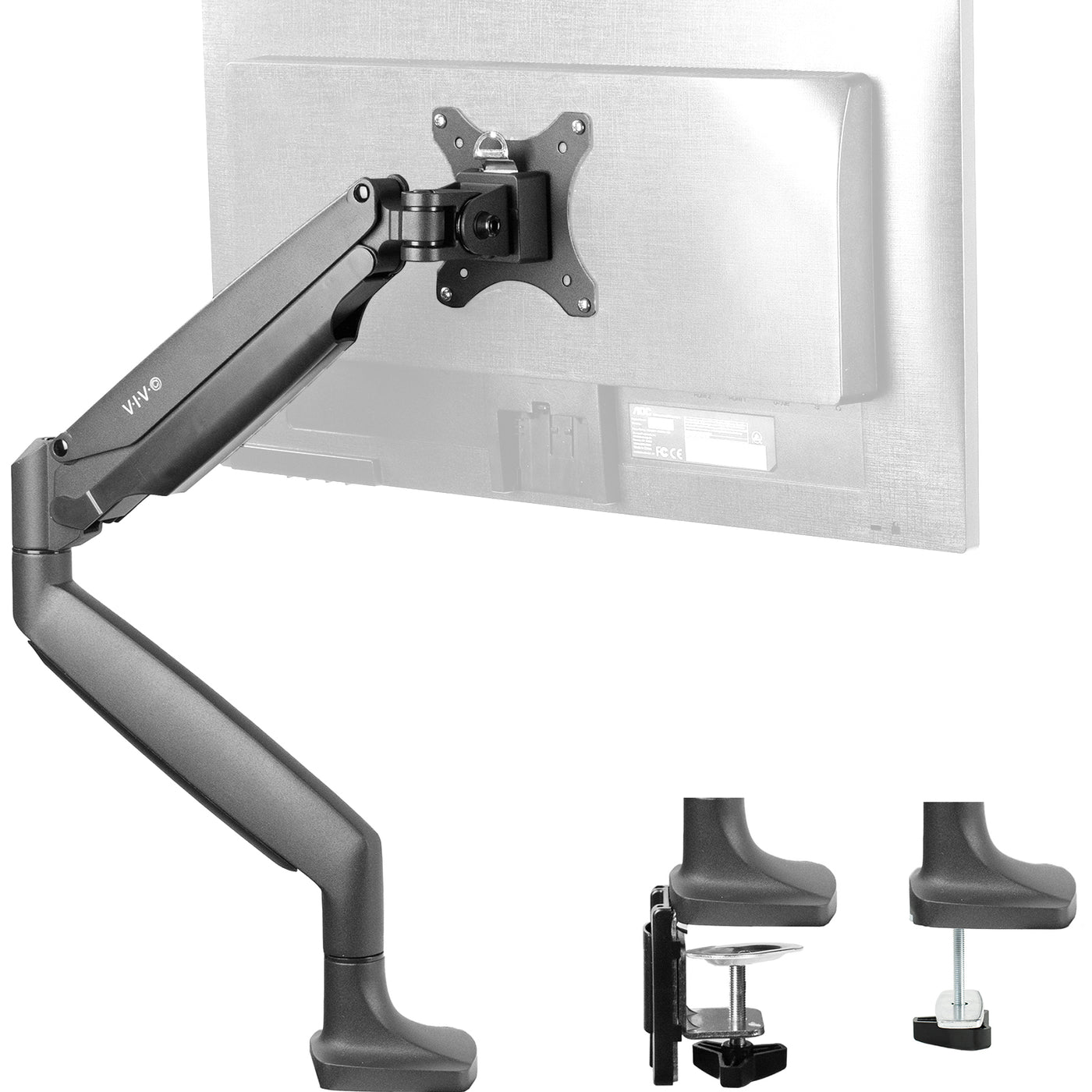 Pneumatic Arm Adjustable Single Monitor Desk Mount