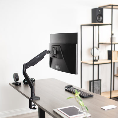 Pneumatic Arm Adjustable Single Monitor Desk Mount