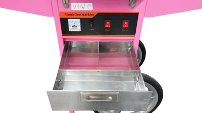 Pink Large Electric Commercial Cotton Candy Machine and Cart with Drawer